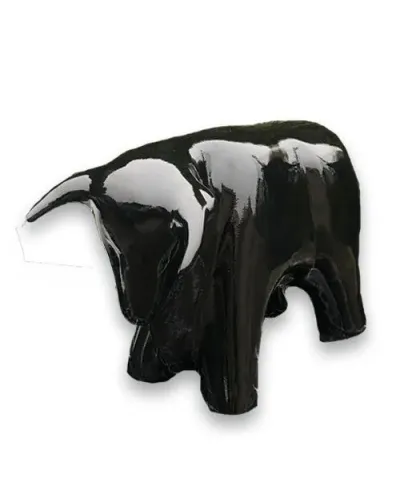 Statue et sculpture d'un Taureau noir en résine