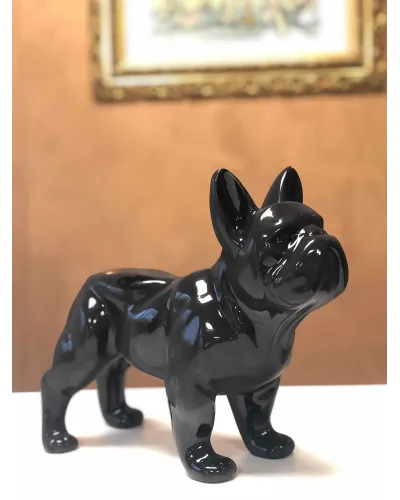 Mini Bulldog noir en résine