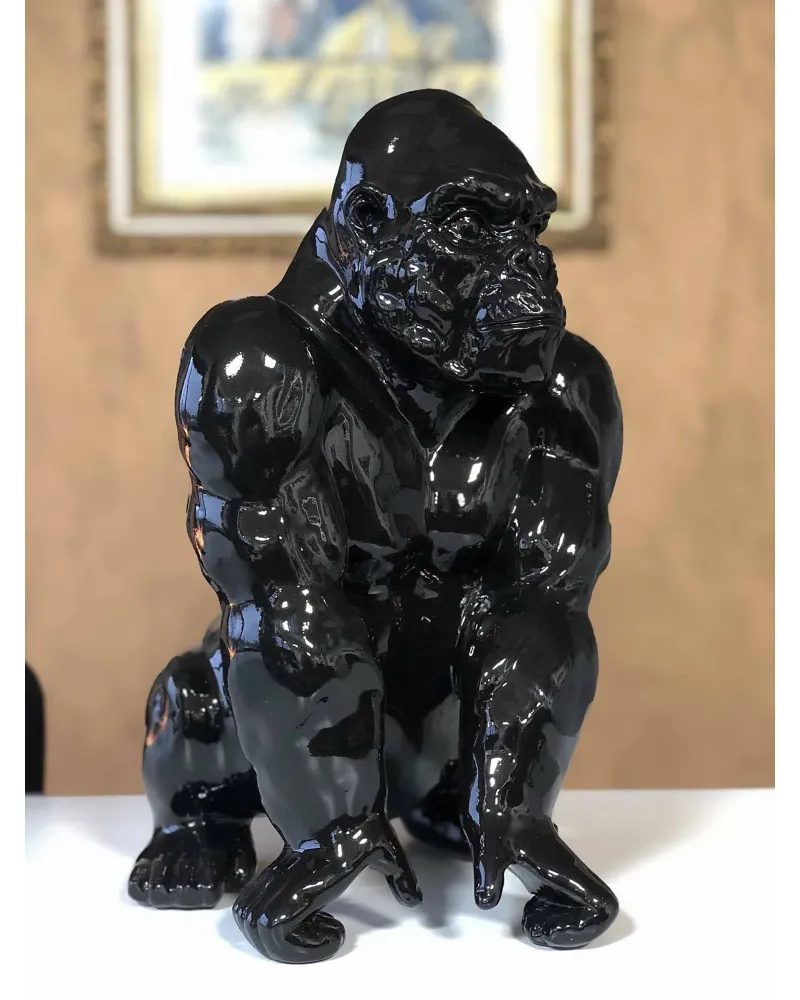 Fioriera A Testa Di Gorilla Nera, Decorazione Casa Stile Giungla, Vaso Originale