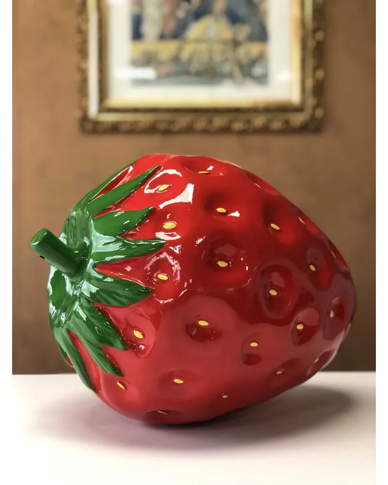 Decoration Strawberry クロ フルセット Giant Strawberry in lacquered resin for decoration | Déco et Artisanat
