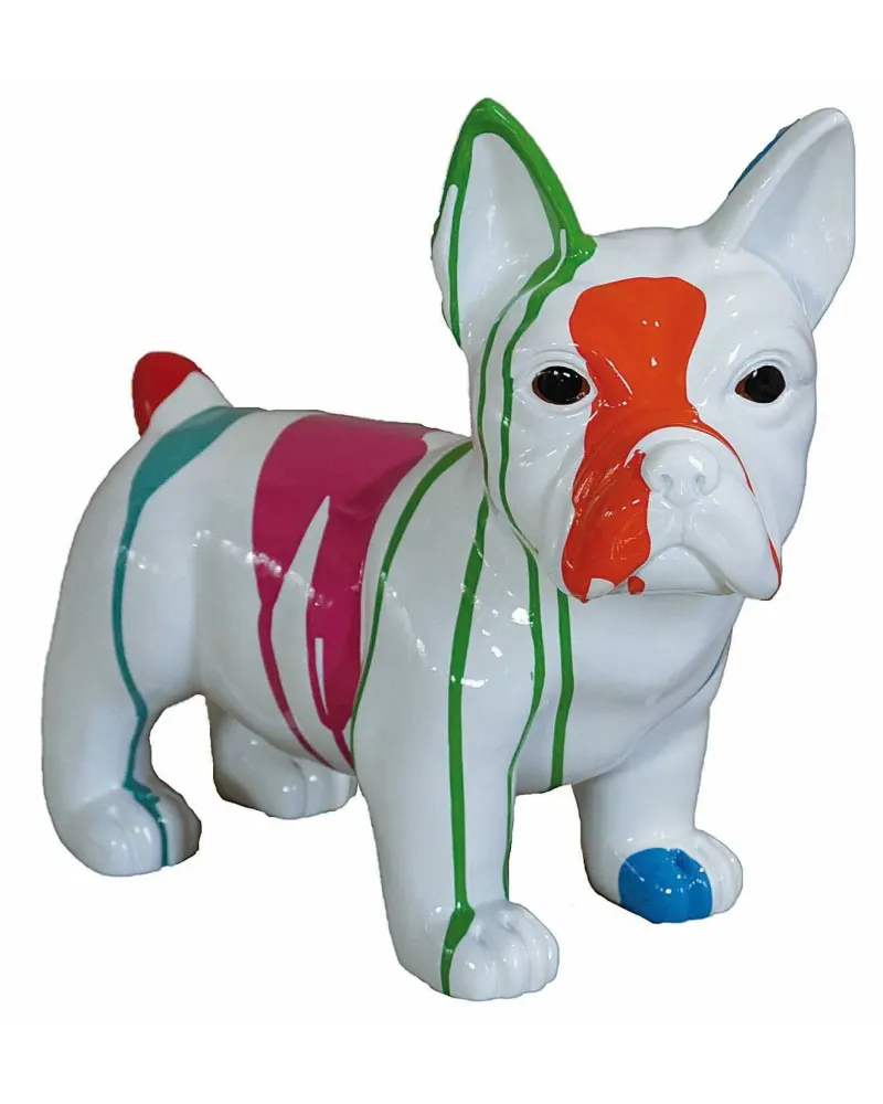 Pequeño Bulldog TRASH en resina de poliéster resistente a las heladas y la lluvia.