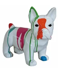 Pequeño Bulldog TRASH en resina de poliéster resistente a las heladas y la lluvia.
