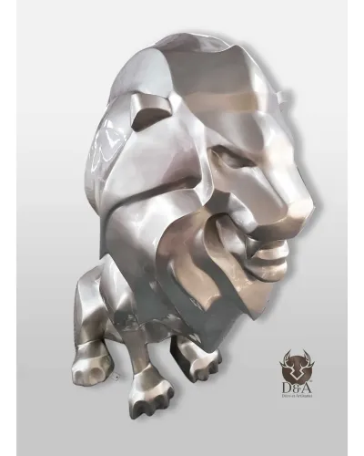 Riesenlöwe sitzend chrom - Déco et Artisanat - 3