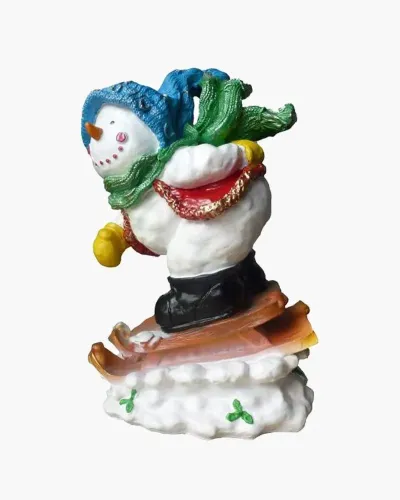 Bonhomme de neige avec une luge en résine polyester résistant au gel, pluie et au soleil. Déco et Artisanat - 1