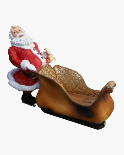 Père Noël avec un traîneau en résine polyester résistant au gel, pluie et au soleil. Déco et Artisanat - 1