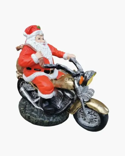 Père Noël à moto en résine polyester résistant au gel, pluie et au soleil. Déco et Artisanat - 1