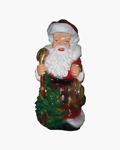 Père Noël avec un sapin de Noël en résine polyester résistant au gel, pluie et au soleil. Déco et Artisanat - 1