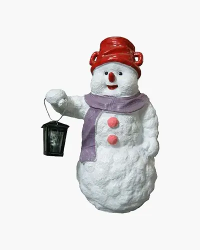 Bonhomme de neige avec une lampe en résine polyester résistant au gel, pluie et au soleil. Déco et Artisanat - 1