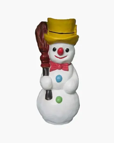 Gros bonhomme de neige avec un balai en résine polyester résistant au gel, pluie et au soleil. Déco et Artisanat - 1