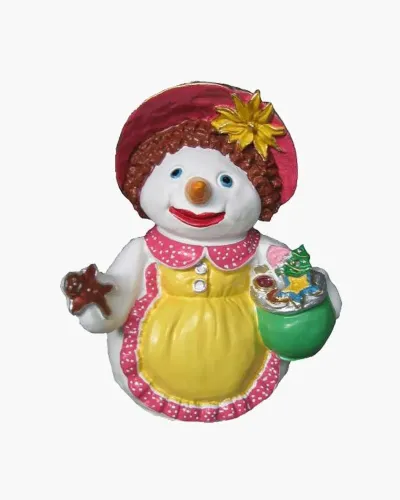 Bonhomme de neige avec une fleur en résine polyester résistant au gel, pluie et au soleil. Déco et Artisanat - 1