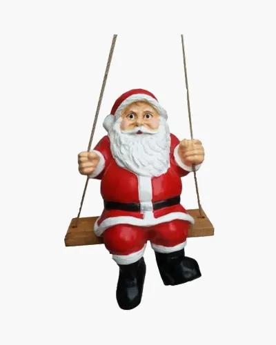 Père Noël sur la balançoire en résine polyester résistant au gel, pluie et au soleil. Déco et Artisanat - 1