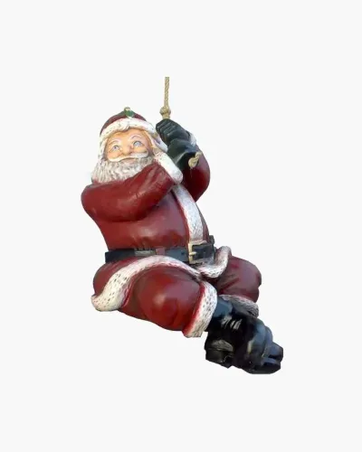 Père Noël suspendu à la corde en résine polyester résistant au gel, pluie et au soleil. Déco et Artisanat - 1