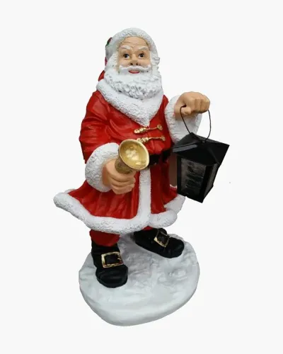 Papá Noel con lámpara y campana en resina de poliéster resistente a las heladas, la lluvia y el sol. Déco et Artisanat - 1