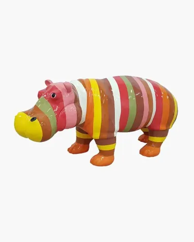 Hippopotame S RAYE en résine polyester résistant au gel, pluie et au soleil. Déco et Artisanat - 1