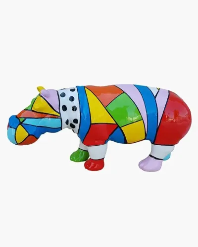 Hippopotame L Mosaïque en résine polyester résistant au gel, pluie et au soleil. Déco et Artisanat - 1