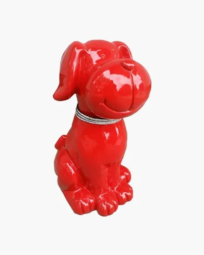 Chien content en résine polyester résistant au gel, pluie et au soleil. Déco et Artisanat - 1