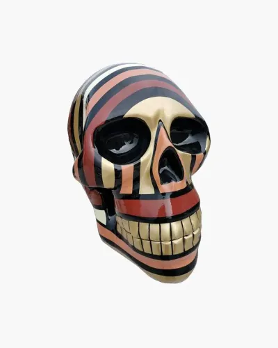 Calavera rayada en resina de poliéster resistente a las heladas, la lluvia y el sol. Déco et Artisanat - 1