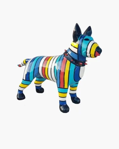 Bull terrier RYKIEL em resina de poliéster resistente ao gelo, chuva e sol. Déco et Artisanat - 1