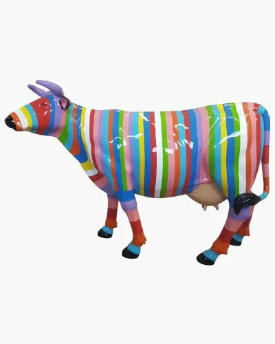 Vache RAYÉE MULTICOLORE 2 - Déco et Artisanat - 1