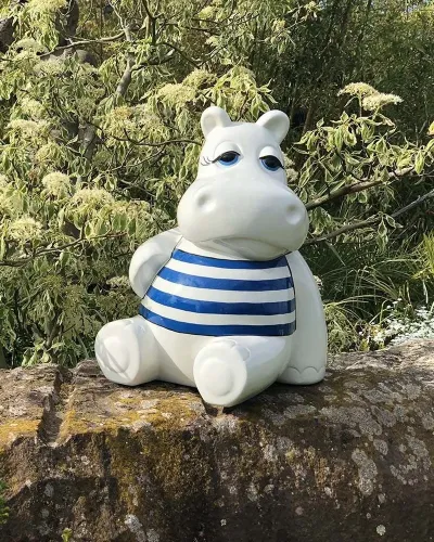 Hippopotame assis L MARIN - Déco et Artisanat - 2