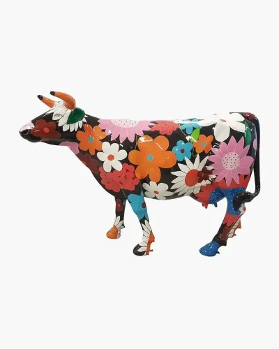 Vache noire à FLEURS N3, taille réelle - Déco et Artisanat - 1