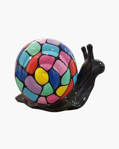 Escargot S TACHE MULTICOLORE en résine polyester résistant au gel, pluie et au soleil. Déco et Artisanat - 1