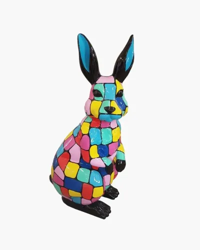 Rabbit L MULTICOLOR aus frost-, regen- und sonnenbeständigem Polyesterharz. Déco et Artisanat - 1