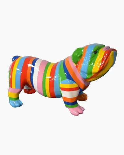 Gestreifte Bulldogge en résine polyester résistant au gel, pluie et au soleil. Déco et Artisanat - 1