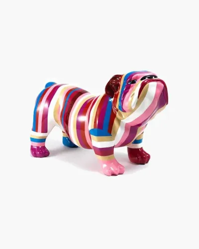 Bulldog RAYE Rose en résine polyester résistant au gel, pluie et au soleil. Déco et Artisanat - 1