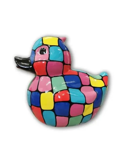 Canard L Multicolore en résine polyester résistant au gel, pluie et au soleil