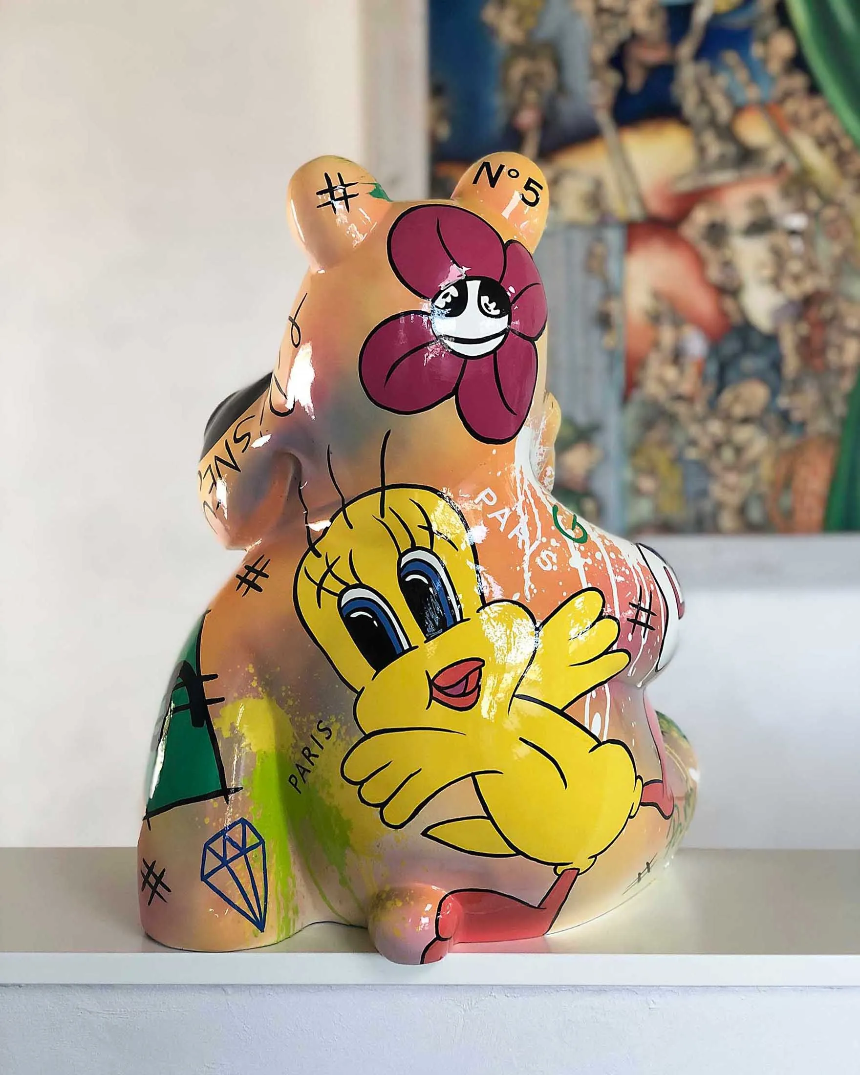 Ippopotamo Portaoggetti In Resina - Ciotola Caramelle O Chiavi, Design Unico Per Casa/Ufficio - Foto 7