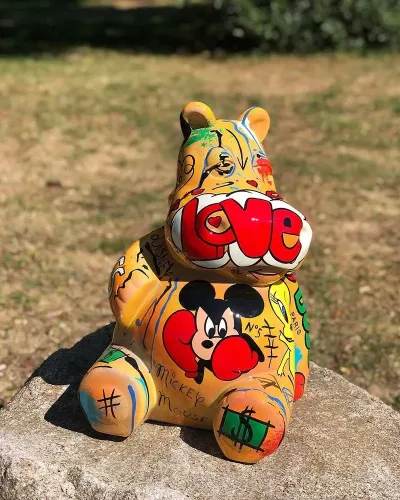 Hippopotame assis L Art Gallery - Déco et Artisanat - 5