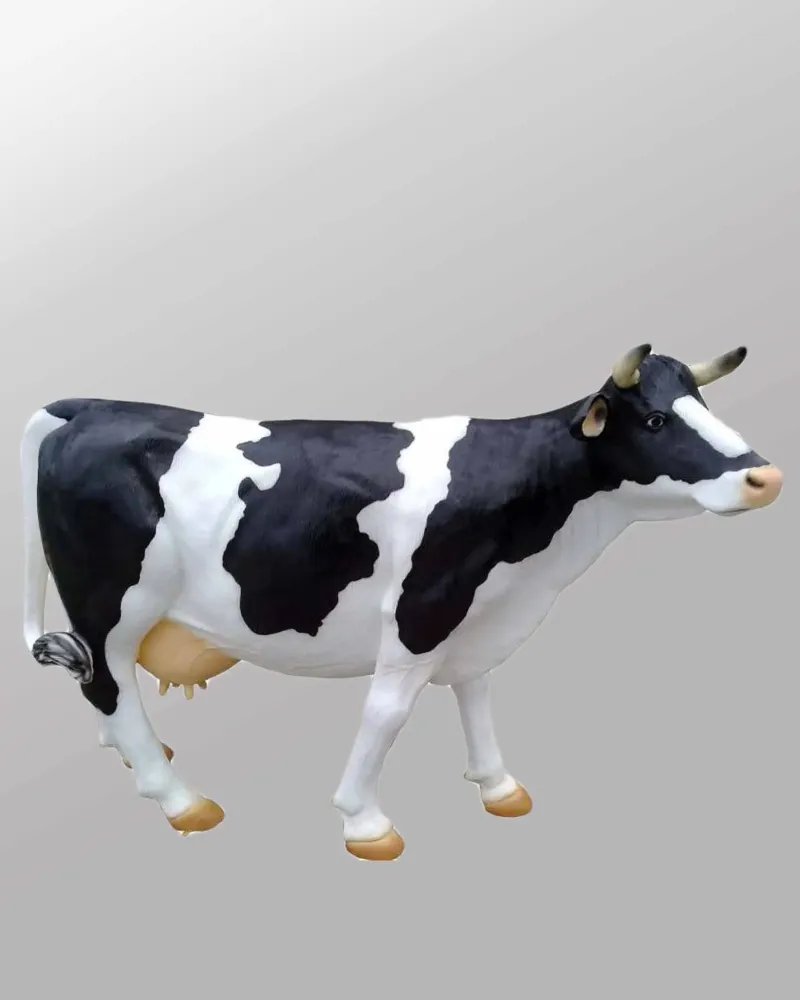 Wnvivi Figurines de Vache, Ornement de Modèle de Vache Marron et Blanc, Sculpture de Vache en Résine Vive, Figurine d'animal Miniature pour Décoration