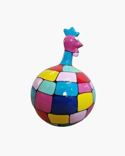 Poule Multicolore XXL - Déco et Artisanat - 1