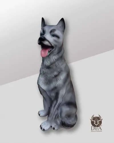 husky assis réaliste - Déco et Artisanat