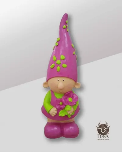 Nain de jardin fleuri S réaliste - déco et artisanat