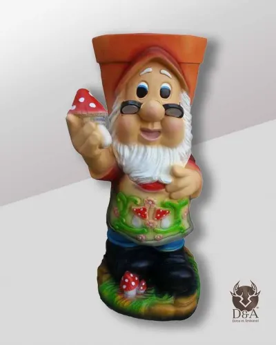 gnomo de jardim com vaso de flores Déco et Artisanat - 1