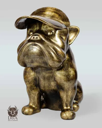 Bouledogue avec casquette Doré/Argenté - Déco et Artisanat - 1