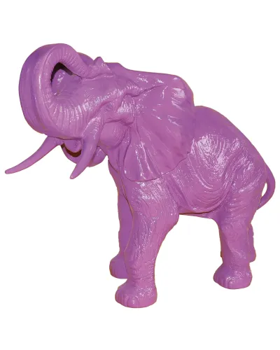 Eléphant violet en résine fibrée polyester résistant au gel et à la pluie