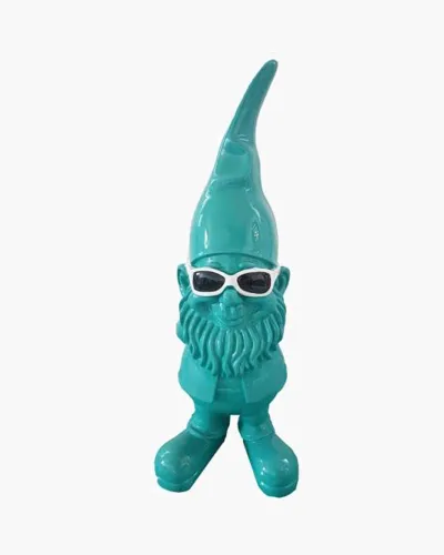 Nain de jardin à lunettes noir en résine polyester résistant au gel, pluie et au soleil. Déco et Artisanat - 1