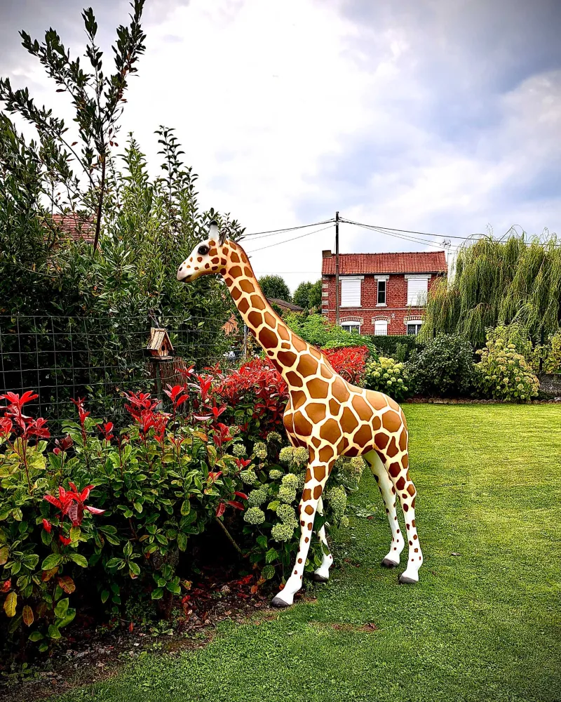 Statue Solaire Girafe Pour Jardin - Décoration Lumineuse En Résine - Éclairage Automatique LED Solaire