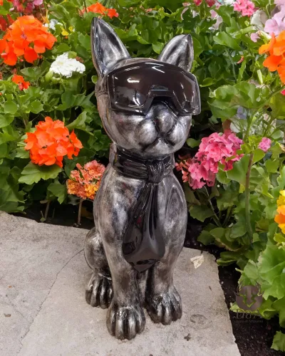 Kat met bril en stropdas XXL patina Goud/Zilver Déco et Artisanat - 1