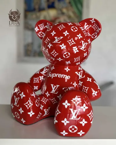 Statue of a Bear Louis Vuitton Monograms and Supreme for fashion  