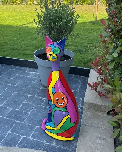 Grand Chat assis PICASSO - Déco et Artisanat - 5