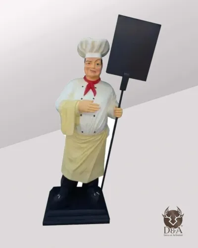 Estatua de un cocinero con pala de pizza XXL para tu restaurante