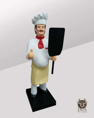 Estatua de pizzero con bigote XL ideal para tu restaurante