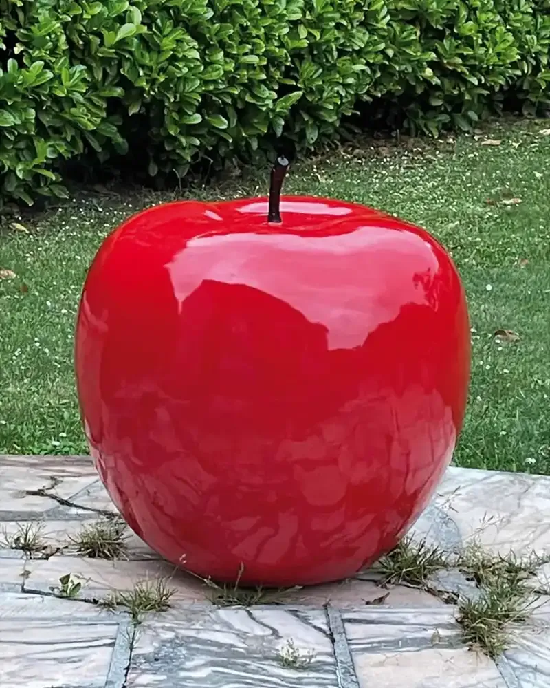 Candela Decorativa Natalizia Rossa La Foresta - Albero Con Mele, 19 Cm, Dipinta A Mano In Italia, Idea Regalo