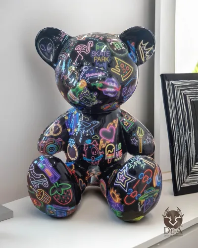 Harzstatue eines sitzenden Teddybären - Dekoration