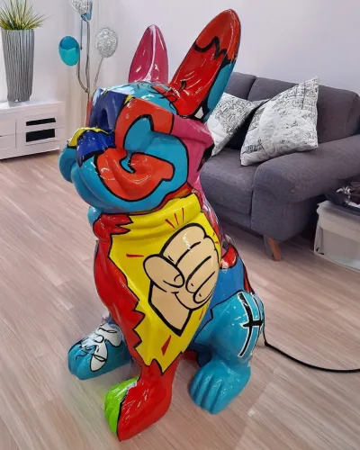 Dieren van hars, Bulldog hond met bril en stropdas Comics XXL