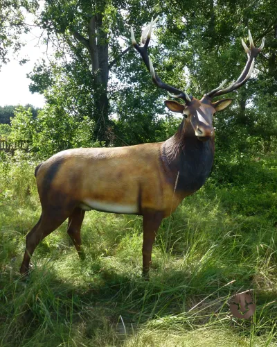 Resin statue and animals of a large realistic deer